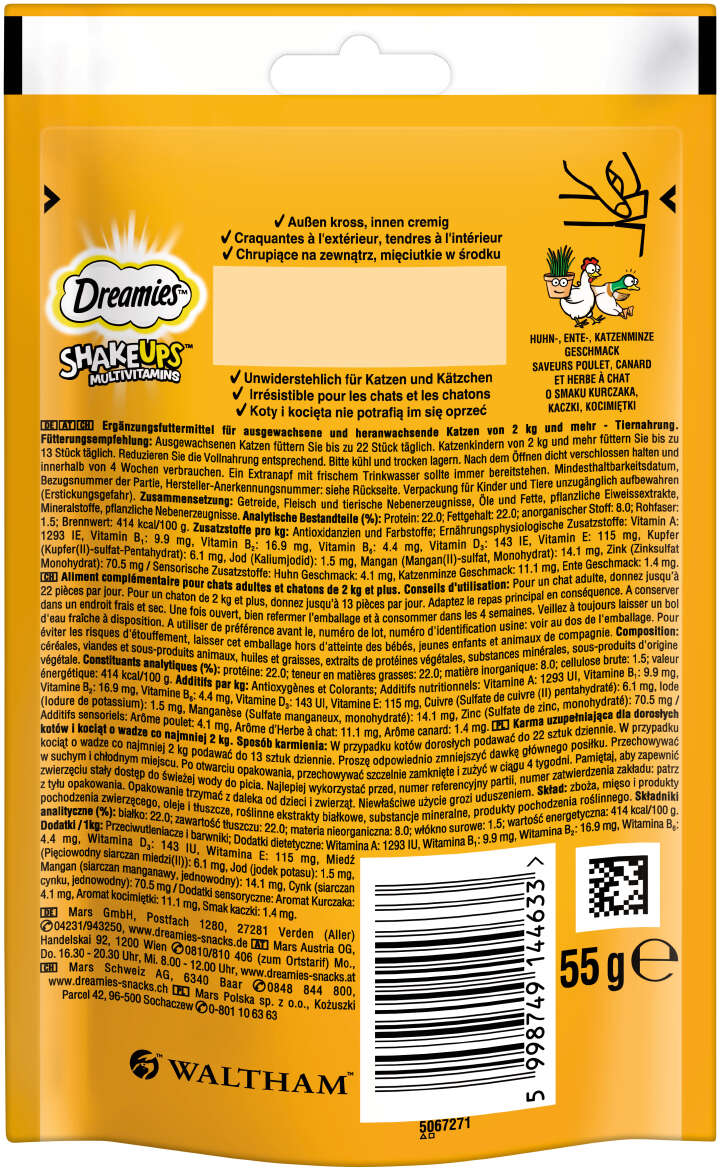 Dreamies Katzenleckerli Shake Ups Multivitamin Geflügel Picknick